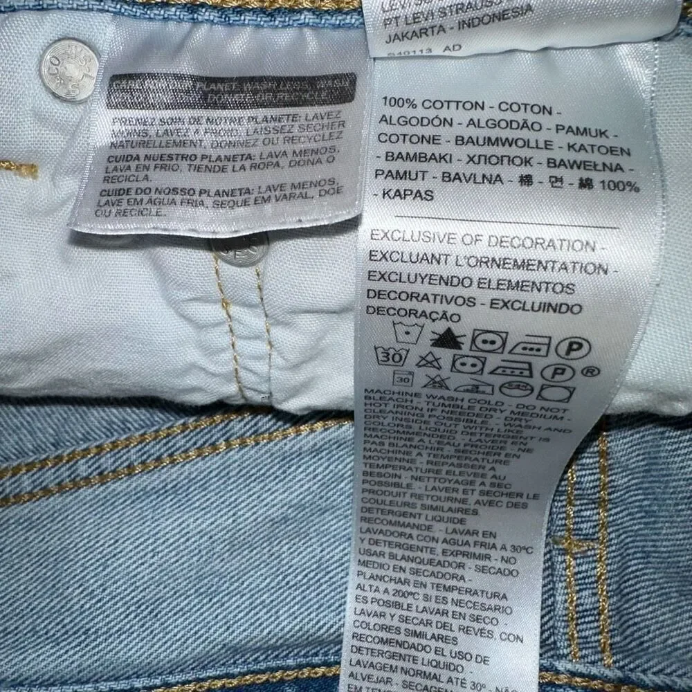 Levi’s 501 Distressed Denim High Rise Button Fly Shorts Womens 36” Casual Summer
